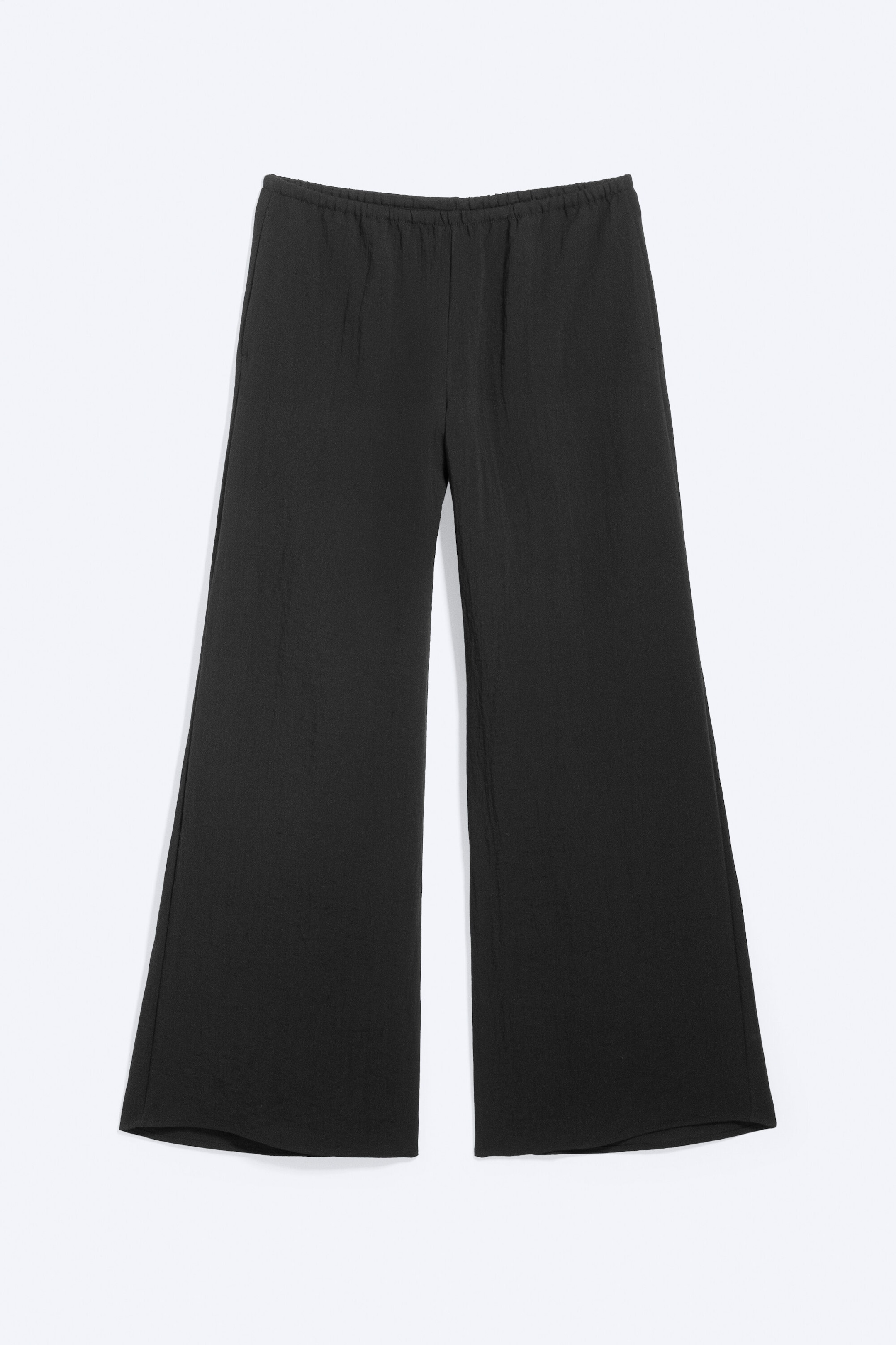 Svart - Lågmidjade vida crinkle-byxor - 3