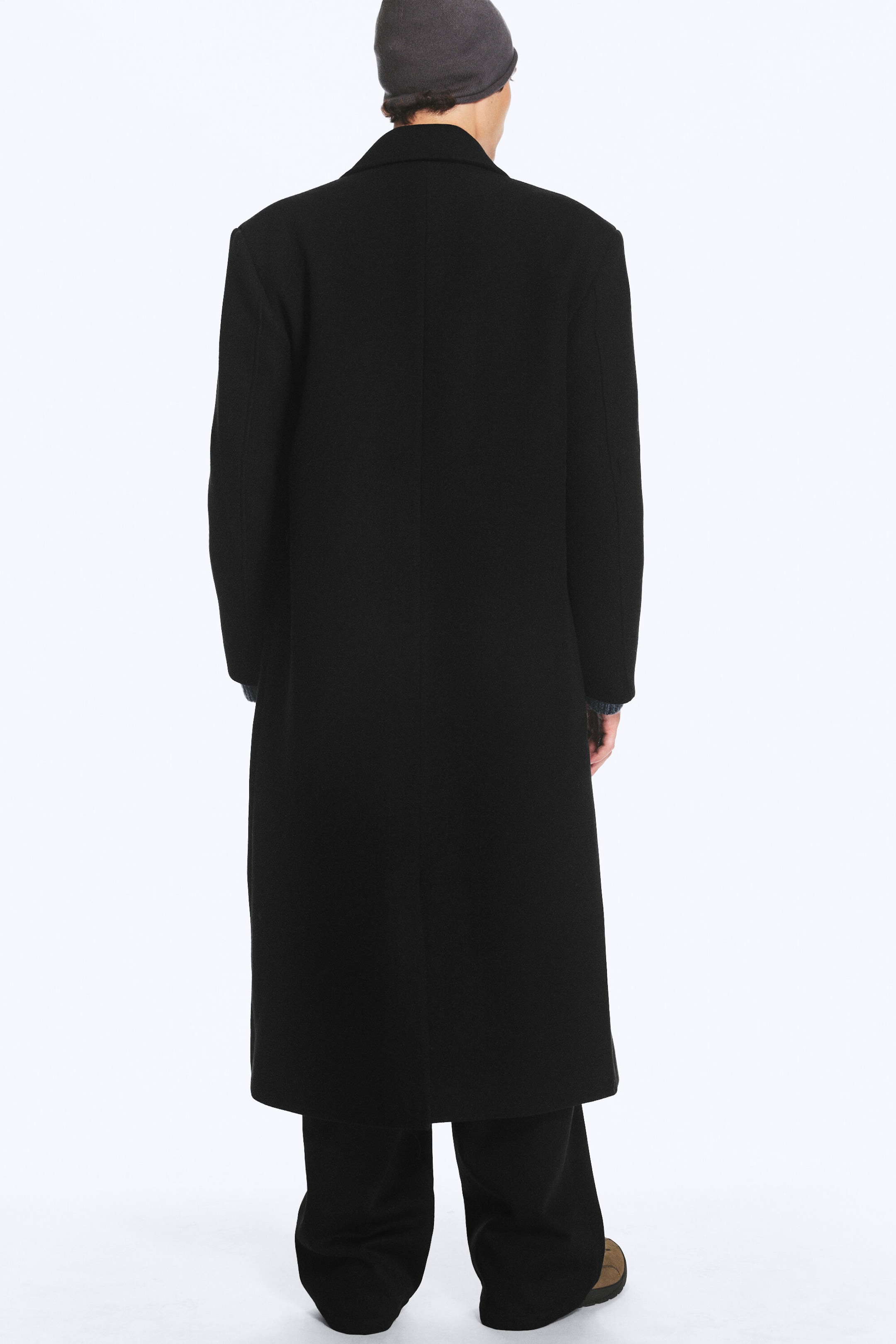 Schwarz - Zweireihiger Oversize-Mantel aus Wollmischung - 3