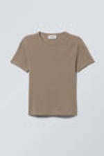 Brown - Slim Fitted T-shirt - 0