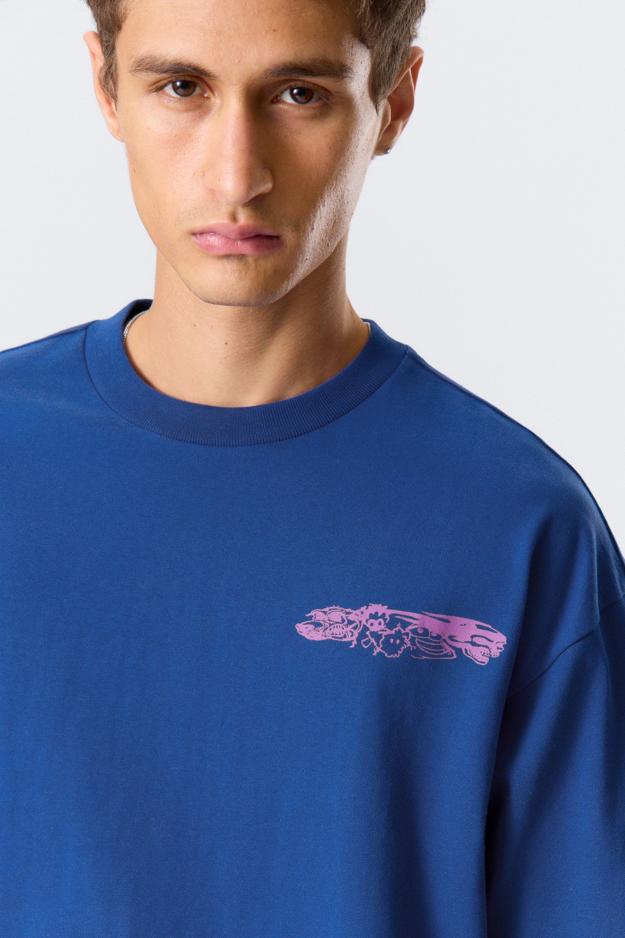 Bright Blue - Four Man Gang - Great Boxy Printed Graphic Tee - 2