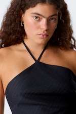 Dark Blue - Pinstripe - Slim Fit Halter Top - 2