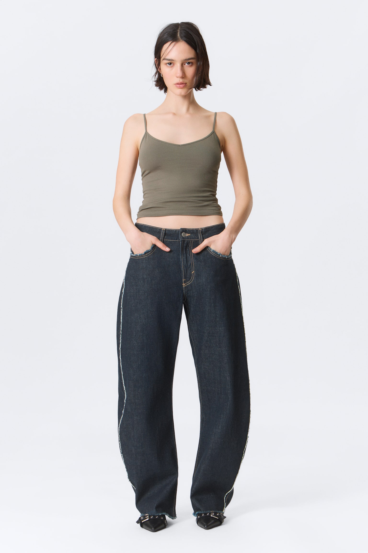 Abell Mid Rise Regular Barrel Leg Jeans - Blue Rinse- Azul oscuro/Gnarly Blue - Azul medio - 8