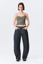 Blue Rinse - Dark Blue - Abell Mid Rise Regular Barrel Leg Jeans - 2