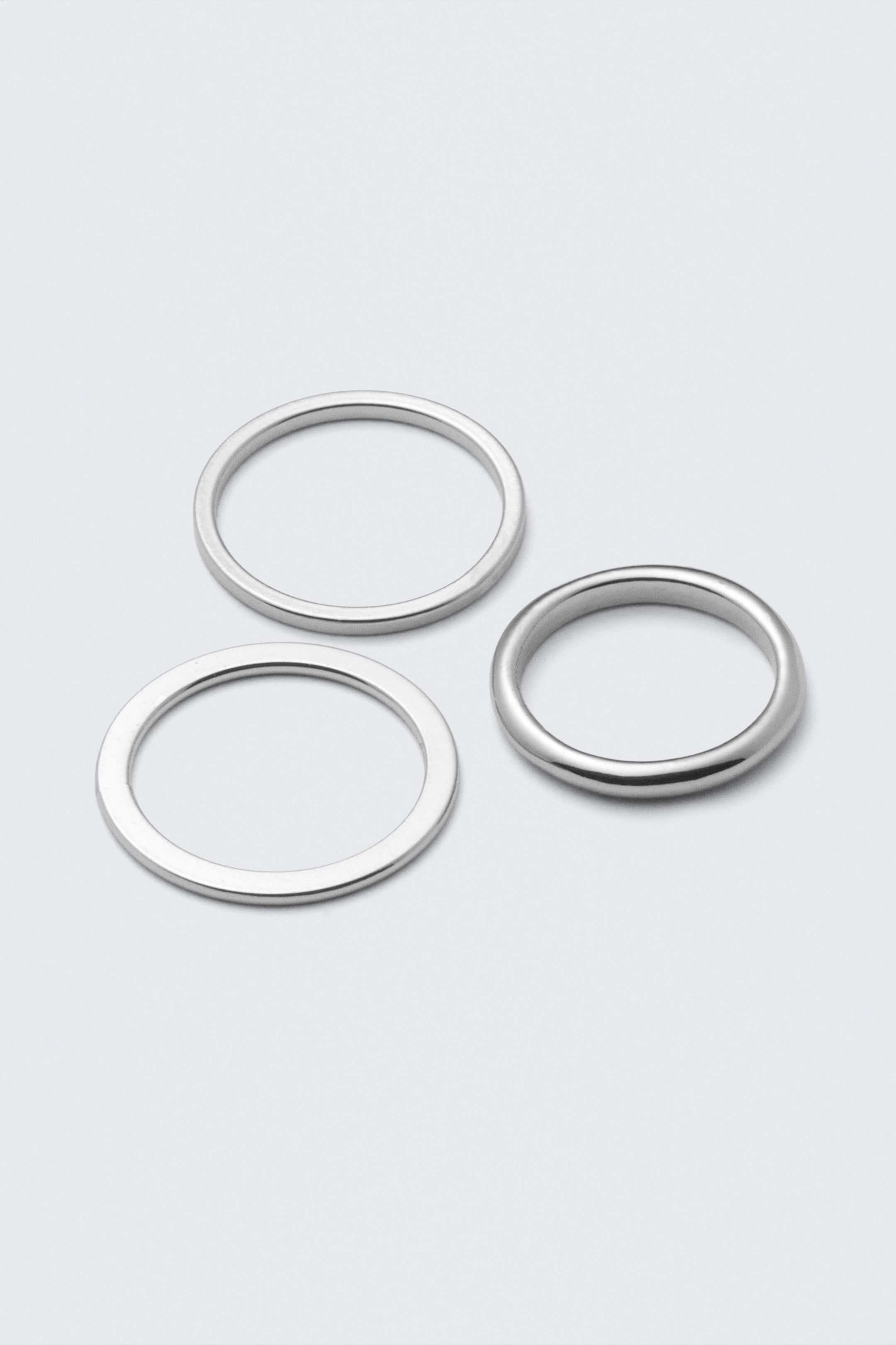 Zilver - Set van 3 Minimale Stalen Ringen - 1