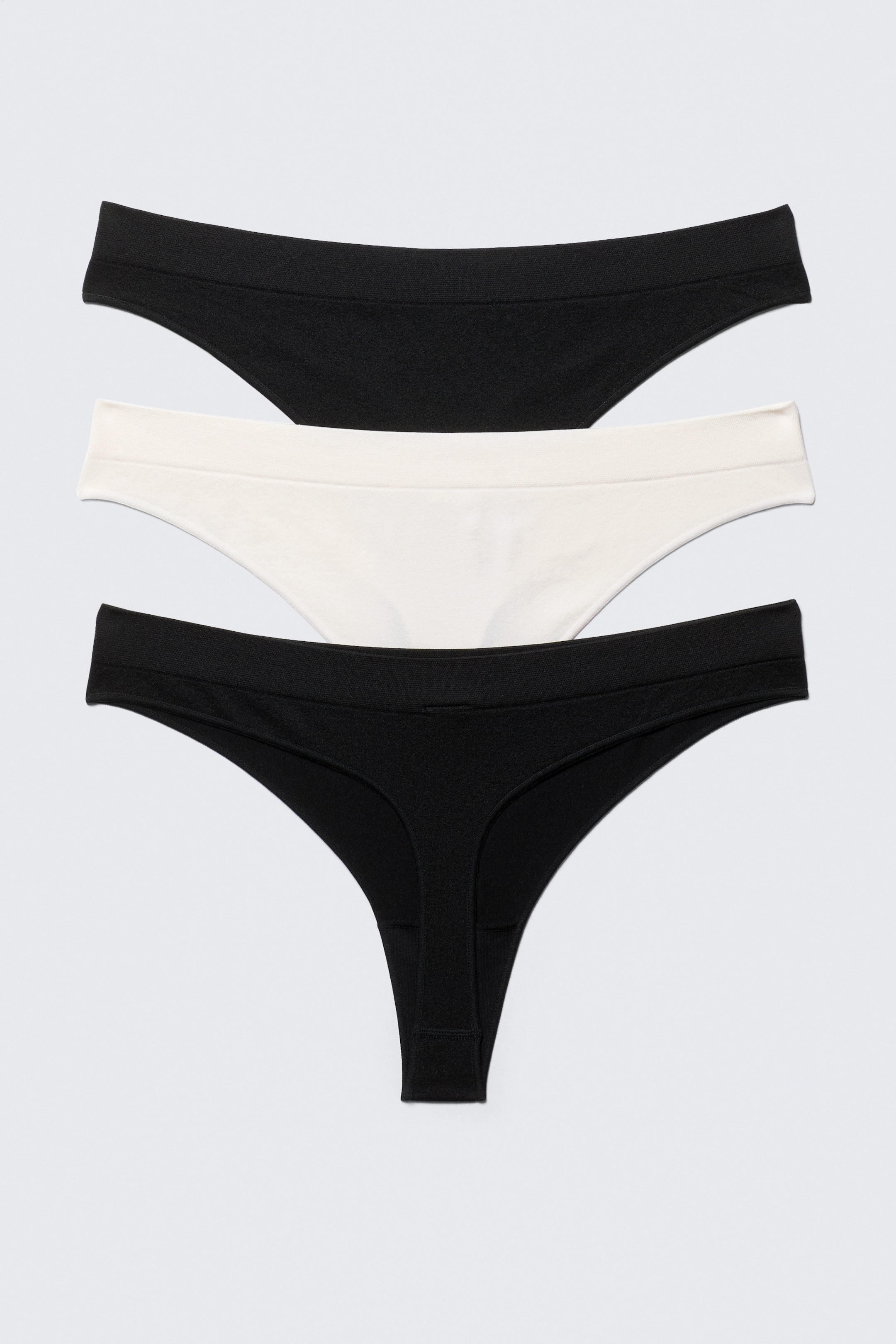 Svart/vit - 3-pack sömlösa stringtrosor - 4