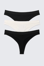 Svart/vit - 3-pack sömlösa stringtrosor - 4