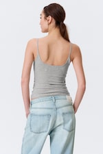 Grey Melange - Slim Strap Tank Top - 2