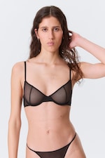 Black - Mesh Wire Bra - 1