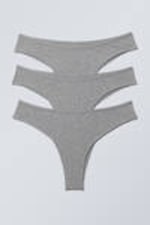 Graumeliert - 3er-Pack Brazilian-Slips Inez aus Baumwolle - 1