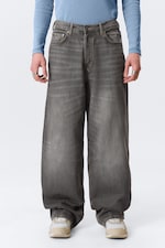 Mine Grey - Astro Mid Rise Loose Baggy Leg Unisex Jeans - 1