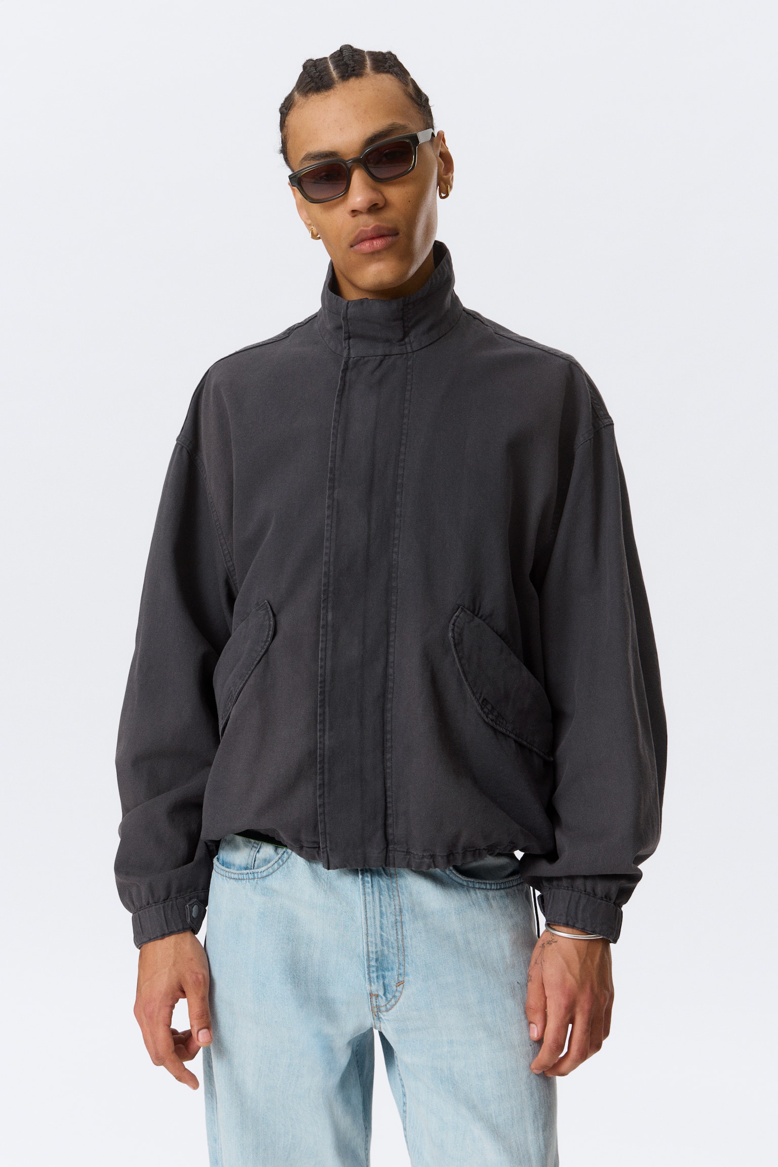 Kurtka z bawełnianego płótna Relaxed - Washed Black - 1