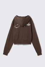 Dark Brown - Magic - Short Zip Hoodie - 1