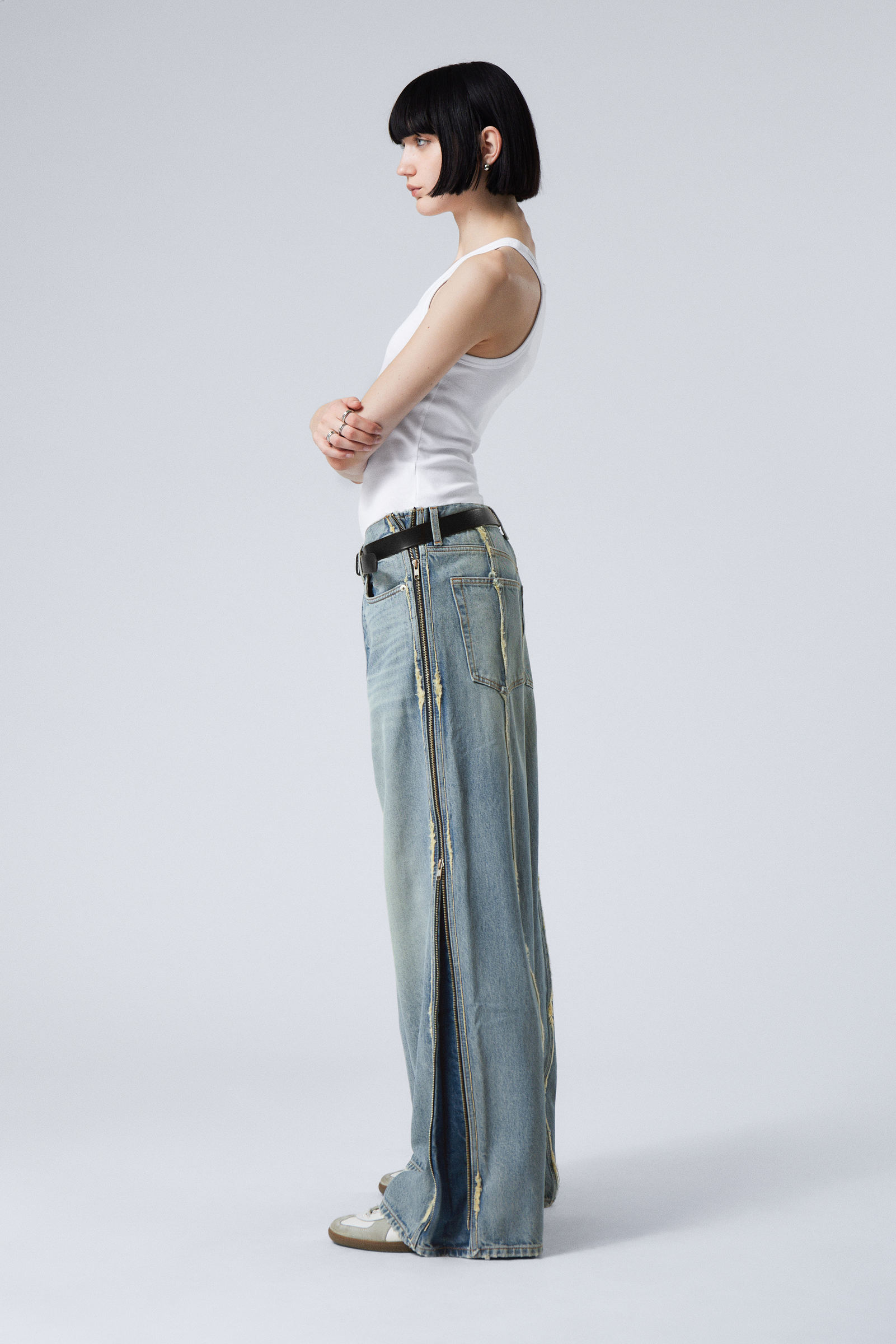 nebula loose wide leg zip jeans - Seventeen Blue - Medium