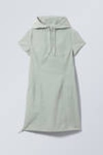 Dust Grey - Nylon Hooded Mini Dress - 0