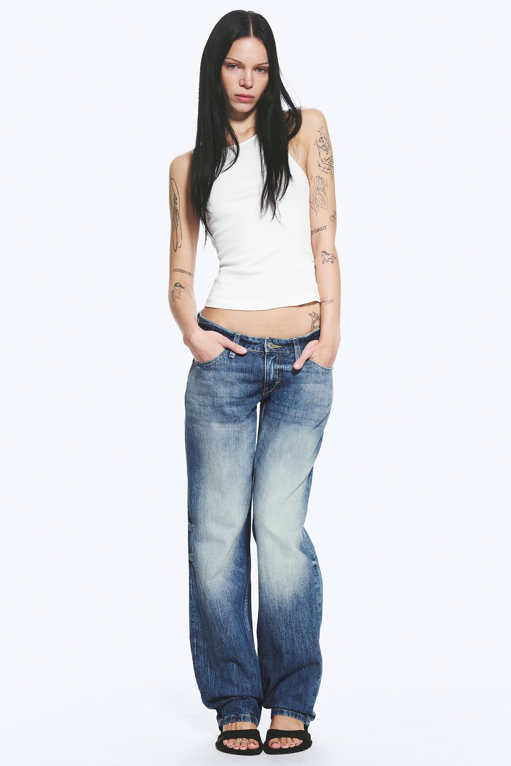 anti unisex low waist regular straight jeans - Rubby Black | Cheap
