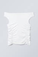 White - Ruched Off Shoulder Top - 0