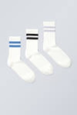 Blaue/Schwarze/Lila Streifen - Gestreifte Sportsocken 3er-Pack - 0