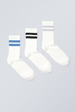 Blå/svart/lila-randiga - 3-pack sportstrumpor - 0