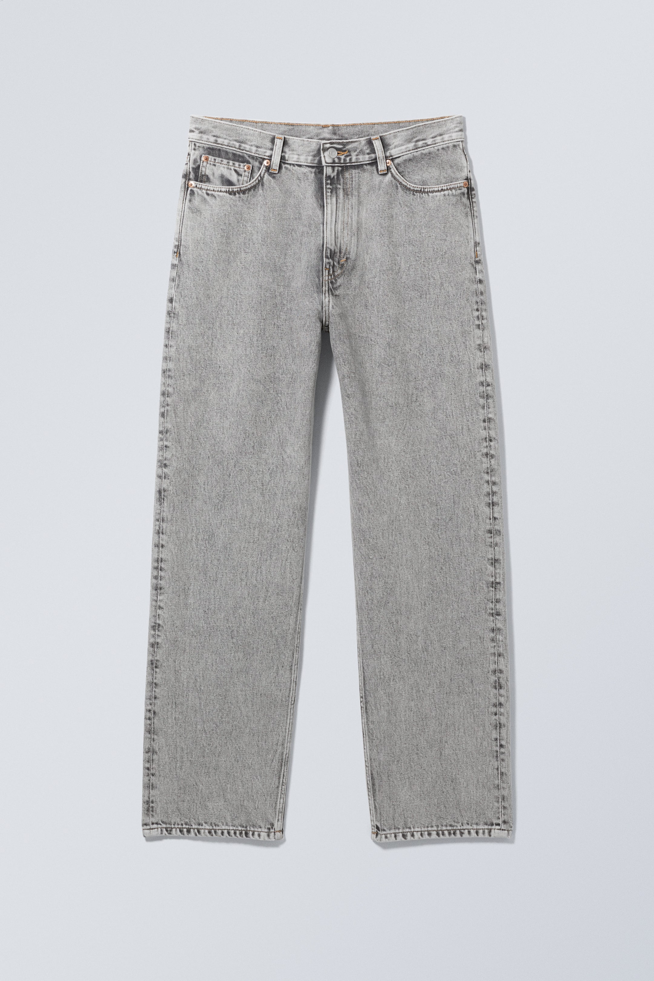 Monolith Grey - Light Grey - Galaxy Mid Rise Loose Straight Jeans - 0
