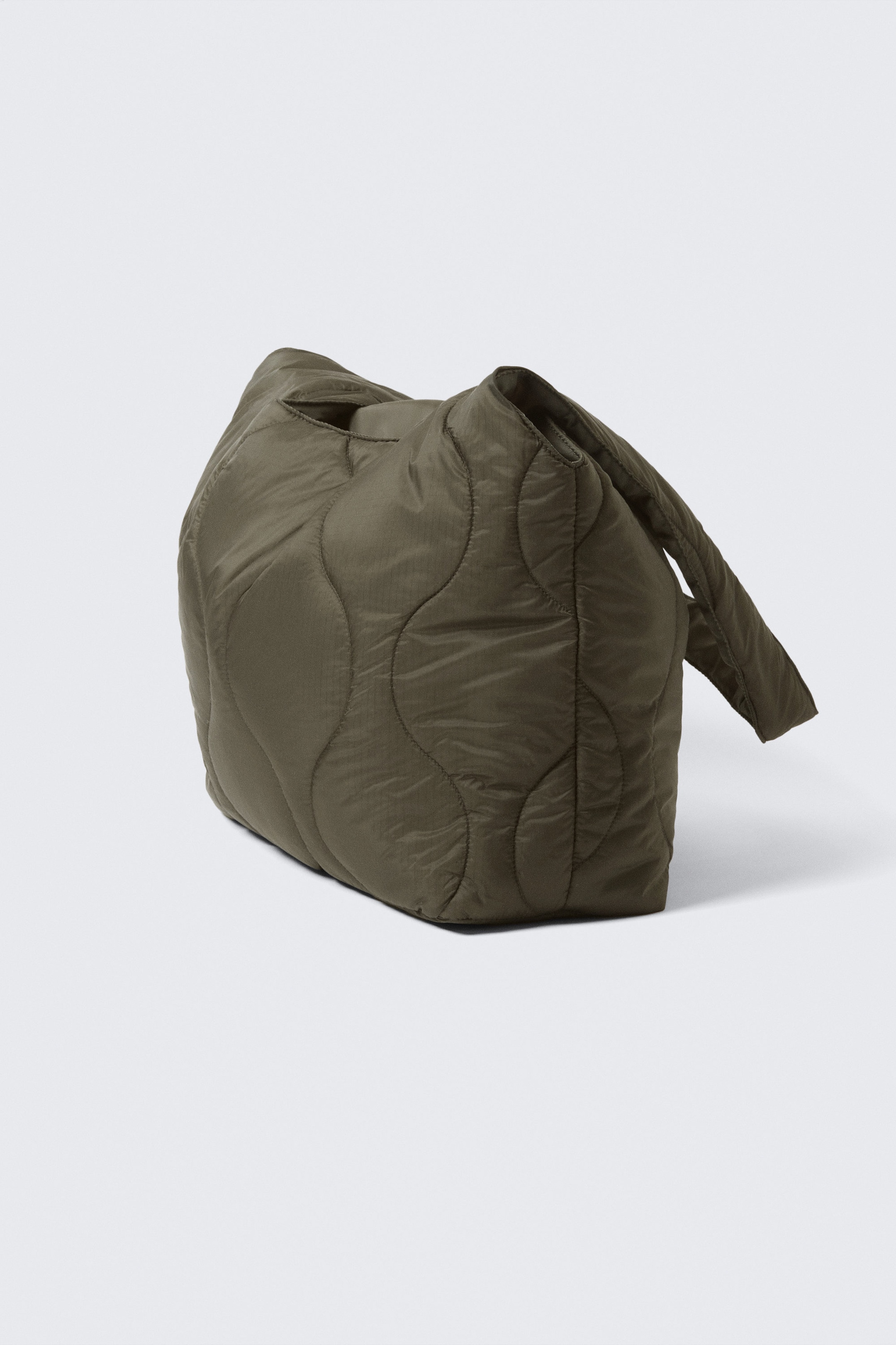 Dark Khaki Green - Padded Nylon Tote Bag - 2