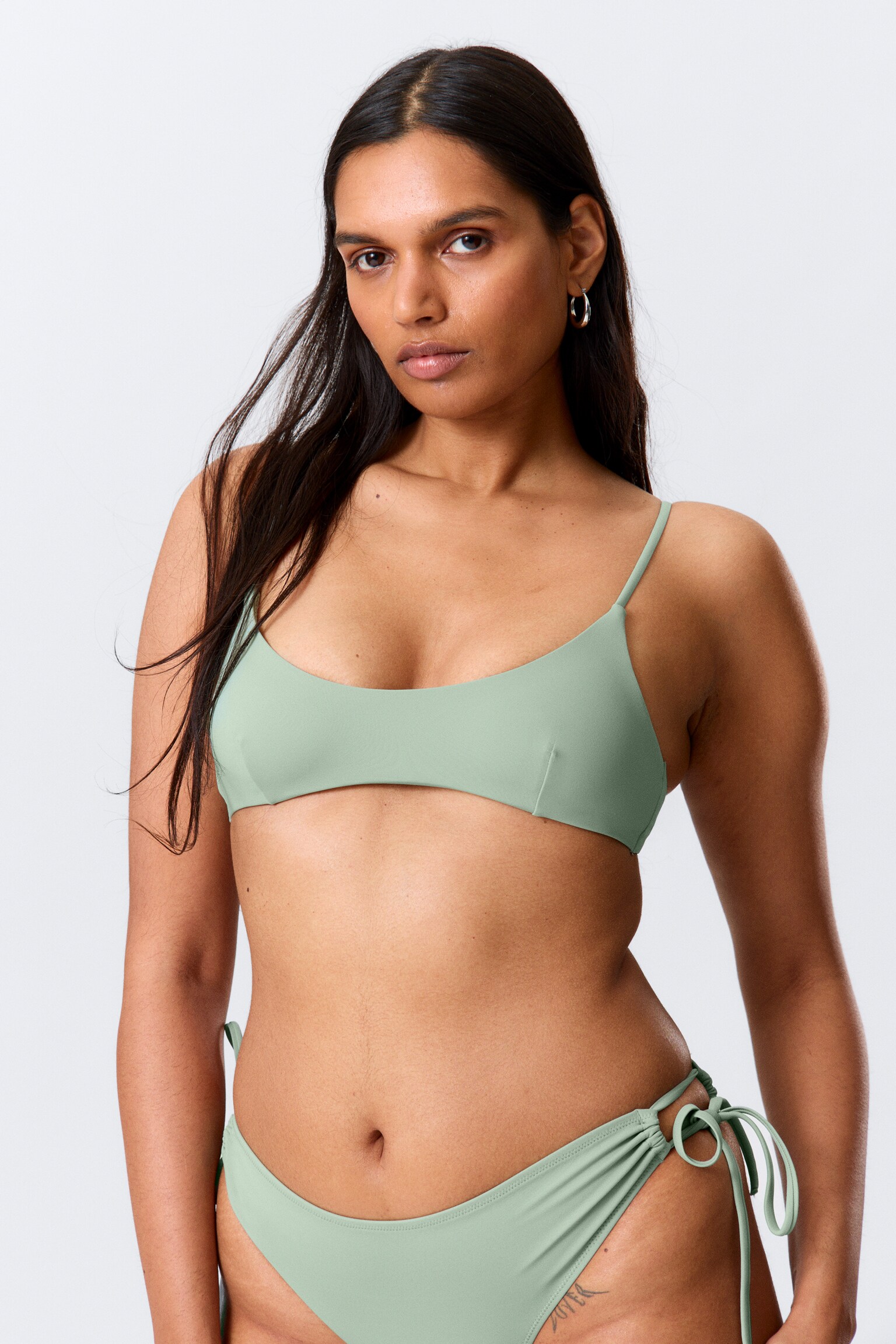Strappy Bikini Top - Světle zelená/Light Blue/Black - 3
