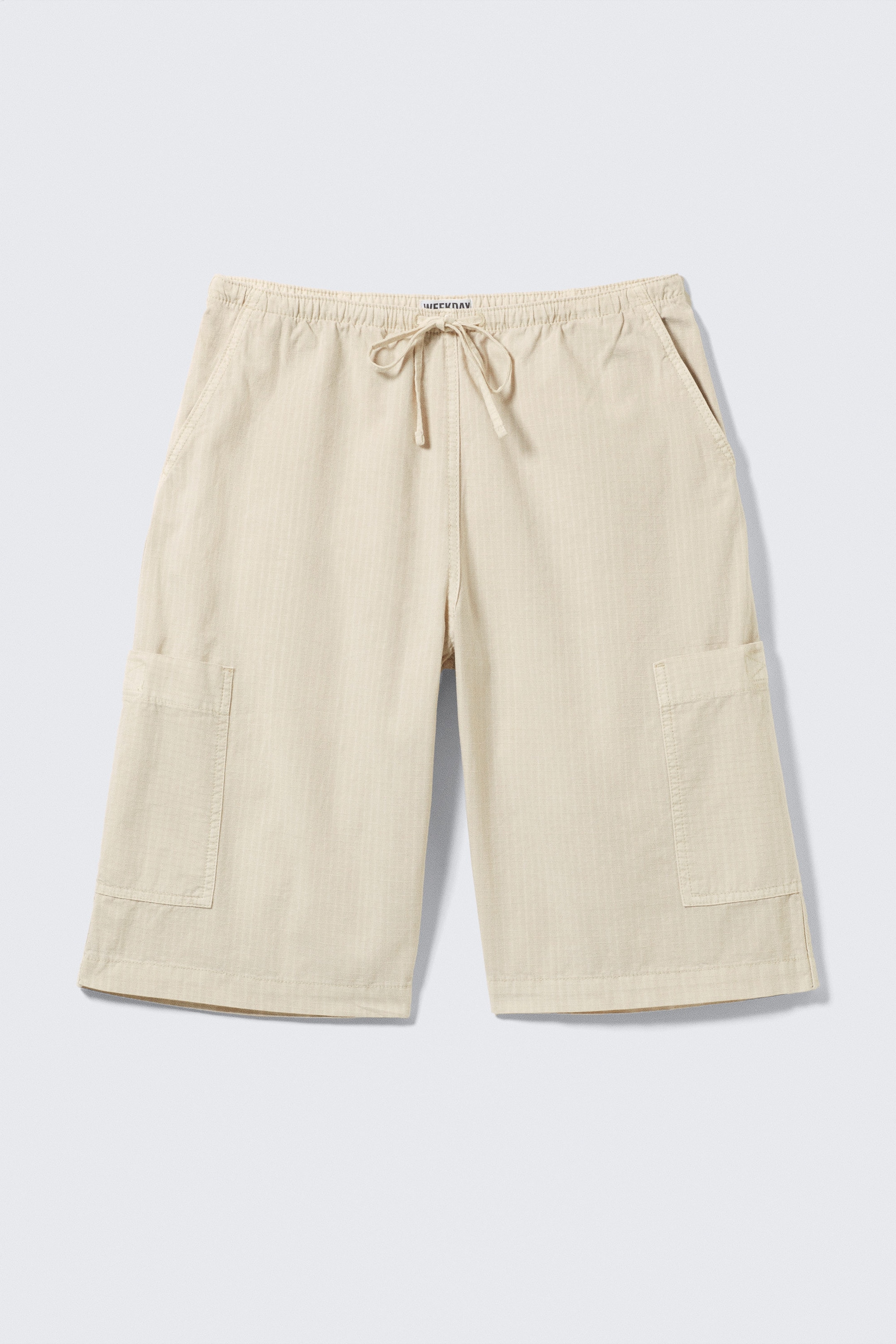 Light Beige - Loose Fit Ripstop Cargo Shorts - 1