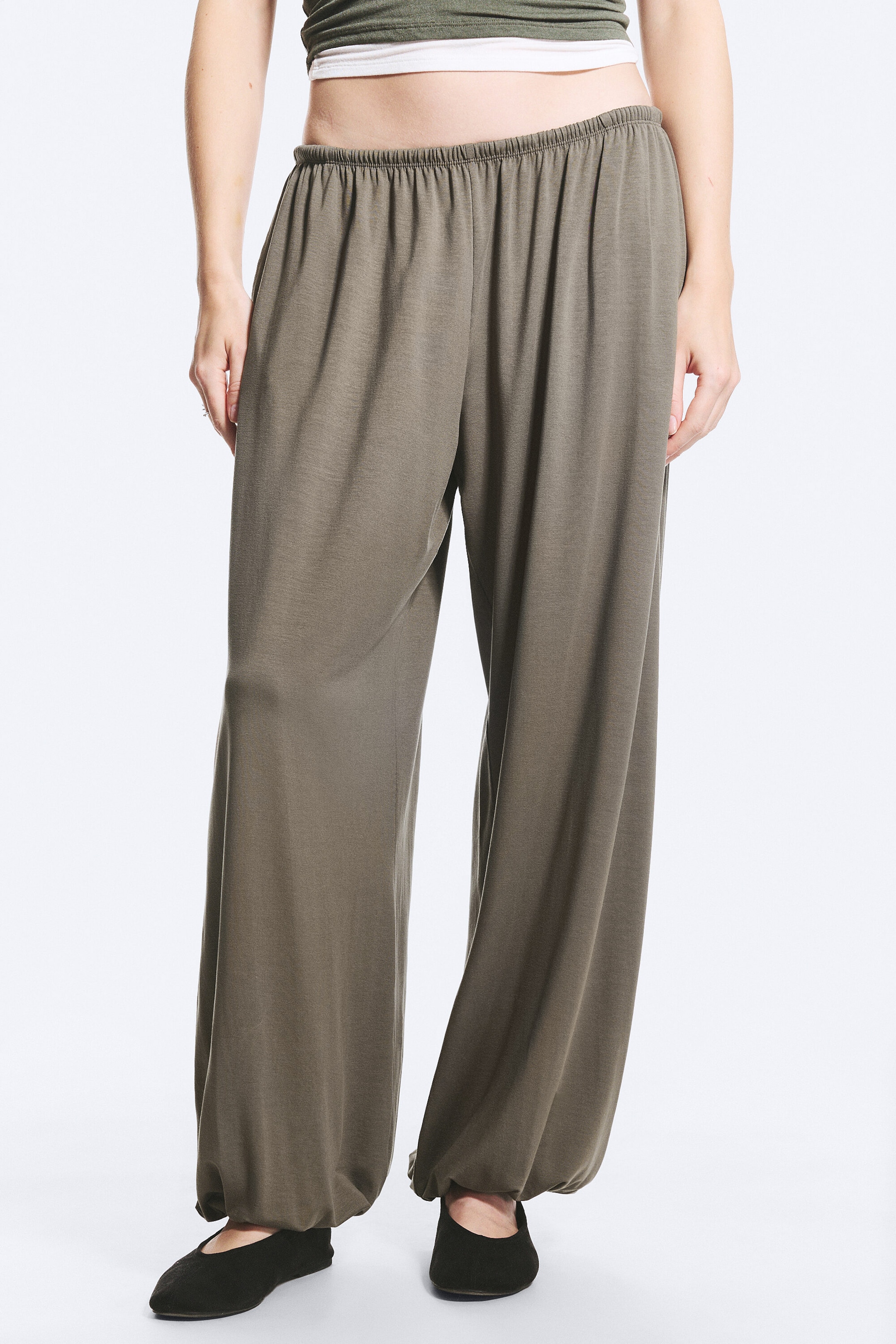 Dusty Grey - Soft Mid-Rise Balloon Trousers - 2