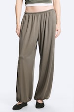 Dusty Grey - Soft Mid-Rise Balloon Trousers - 1