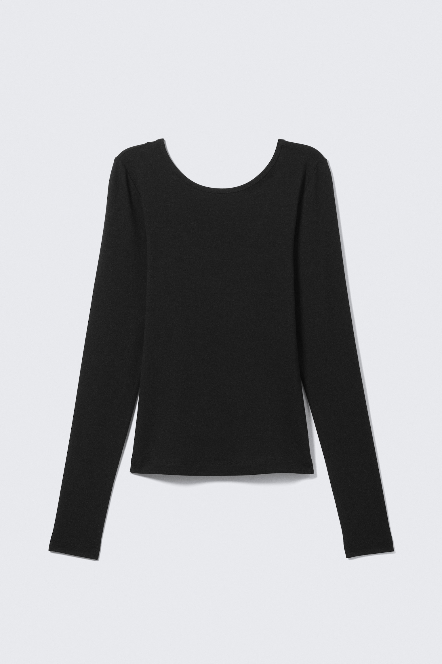 Deep Back Long-Sleeved Top - Black/White/Grey - 2