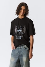 Svart - Cosmic Eagle - Tryckt T-shirt med avslappnad passform - 0