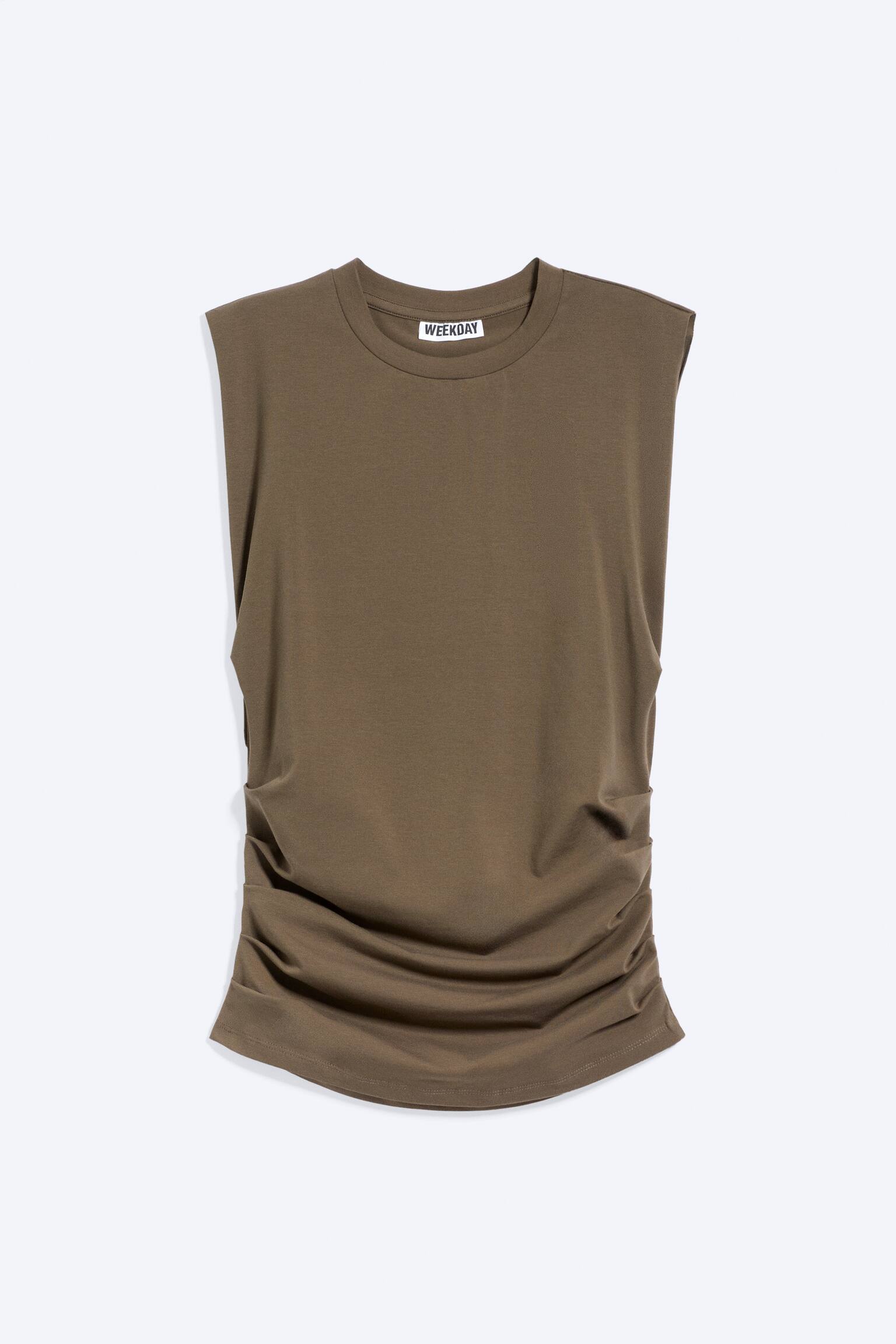 Débardeur plissé - Taupe foncé/Noir/Blanc - 2