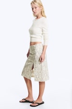 Dusty Beige - Snake Print - Low rise slit skirt - 2