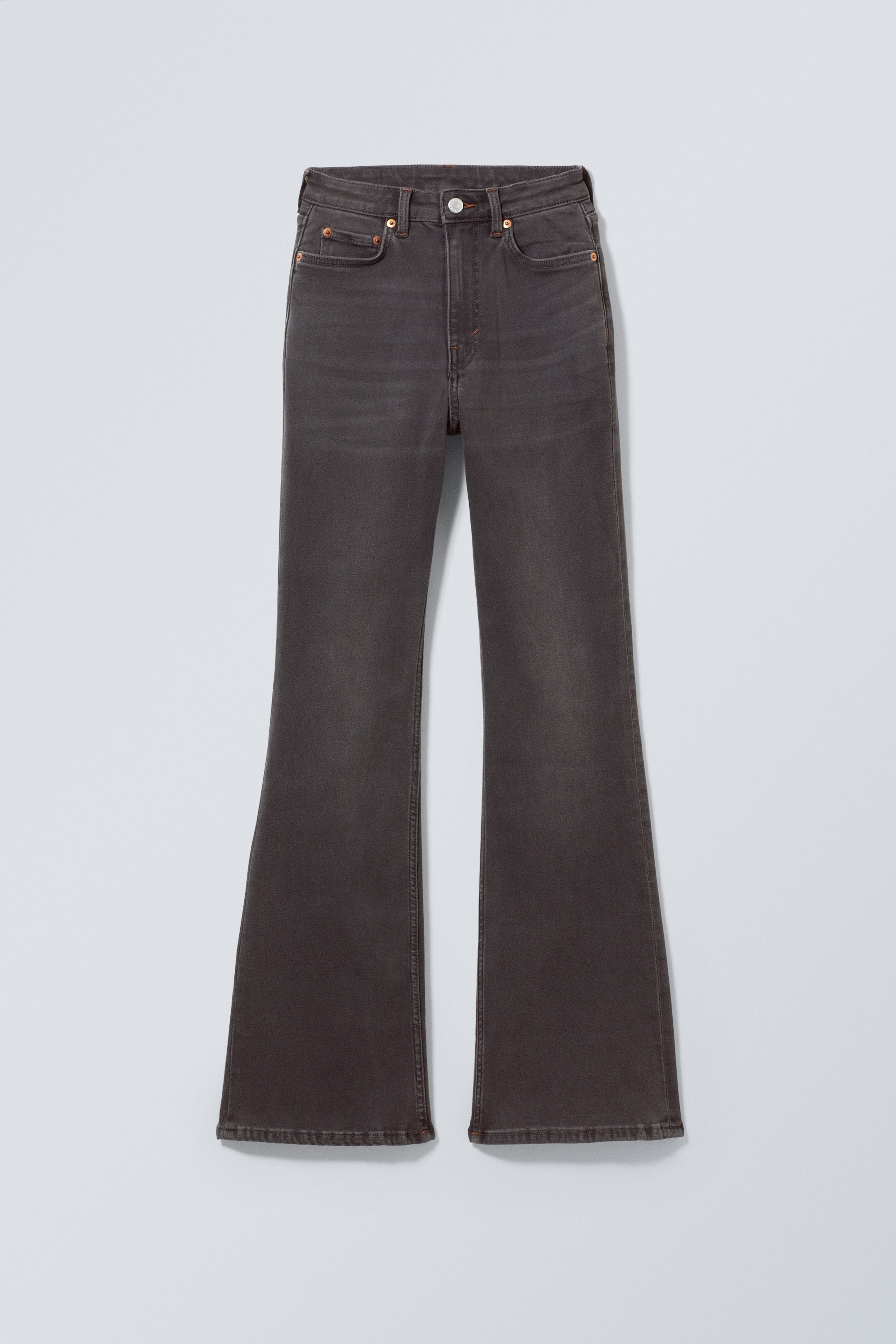 Anthrazit-Schwarz - Glow Curve High Waisted Regular Flared Jeans - 0