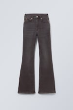Anthrazit-Schwarz - Glow Curve High Waisted Regular Flared Jeans - 0