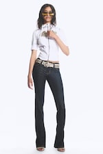 Blue Rinse - Mörkblå - Booty Bei Low Waist Skinny Bootcut Jeans - 0