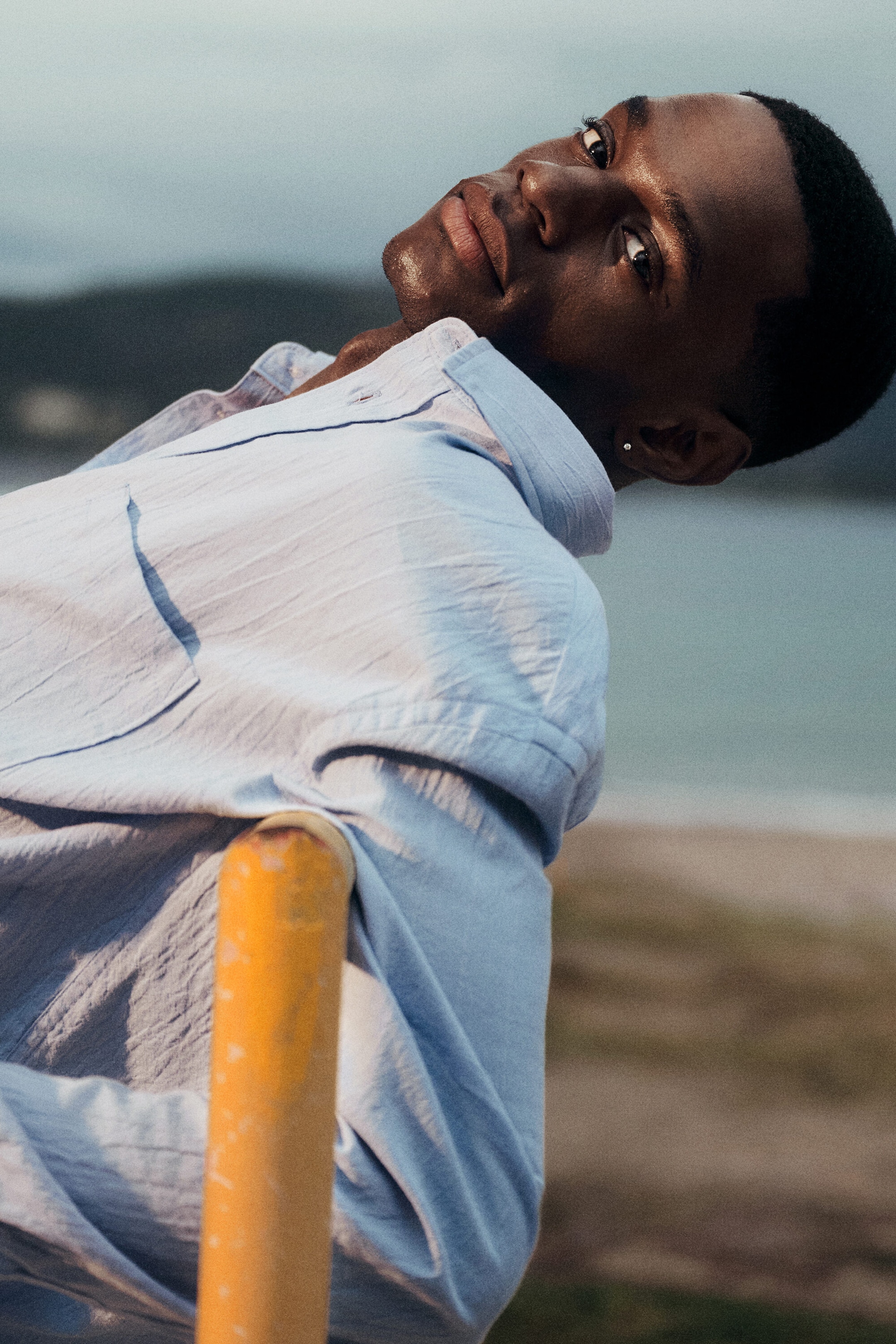 Striped Light Blue - Loose Structured Buttoned Shirt - 2