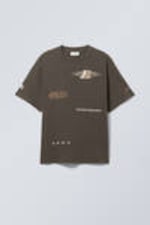 Dark Grey - Sports Logo - Great Boxy Printed Graphic Tee - 0