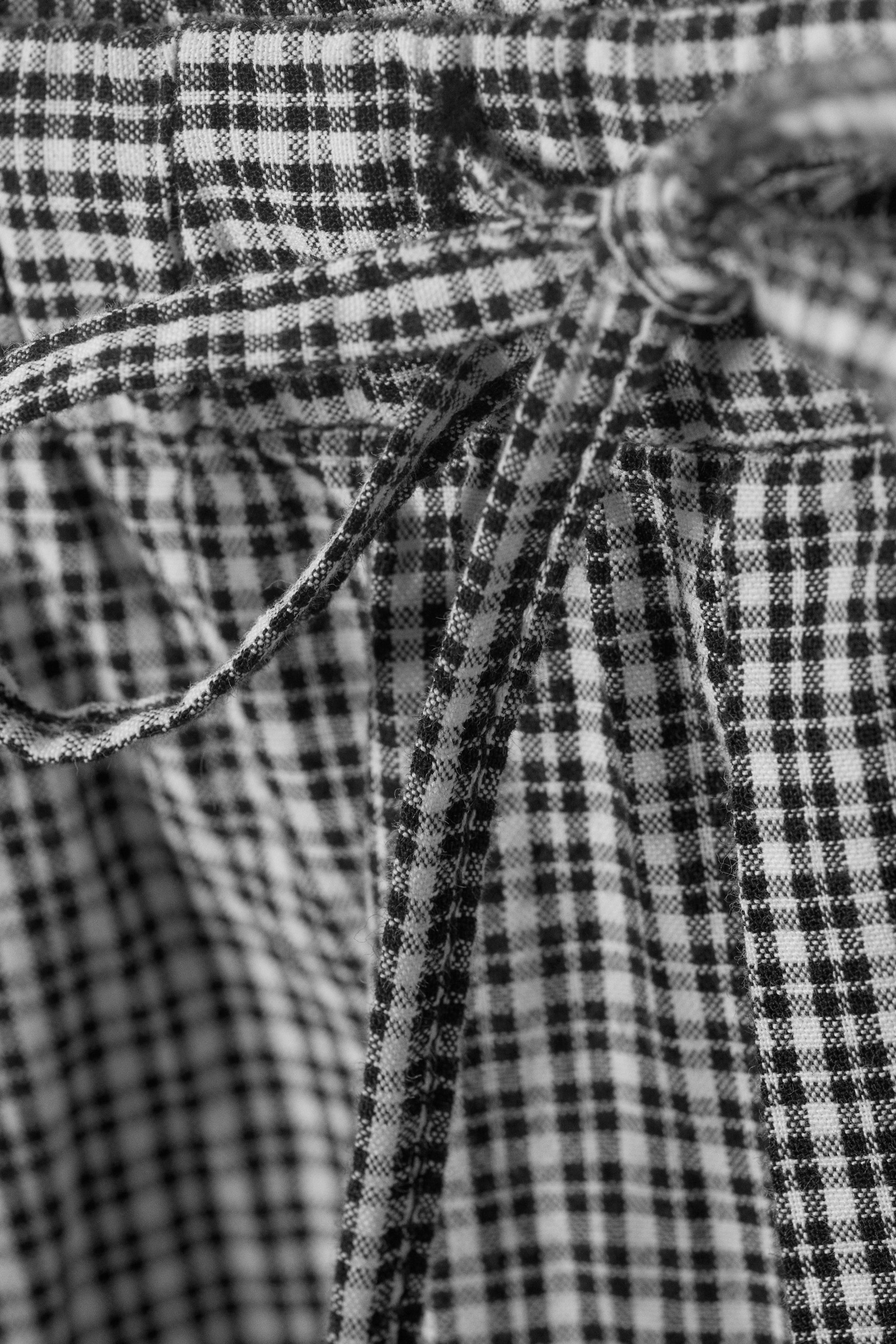 Black & White Check - Checked Loose Cotton Trousers - 2