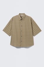 Beige kariert - Kurzärmeliges Hemd mit Boxy-Passform - 4