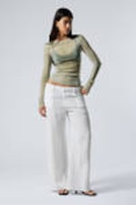 Bleached Sand - Dusty Beige - Long-Sleeved Sheer Mesh Top - 1