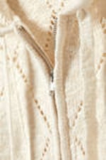 Off-white - Cropped Pointelle Knit Zip Hoodie - 4