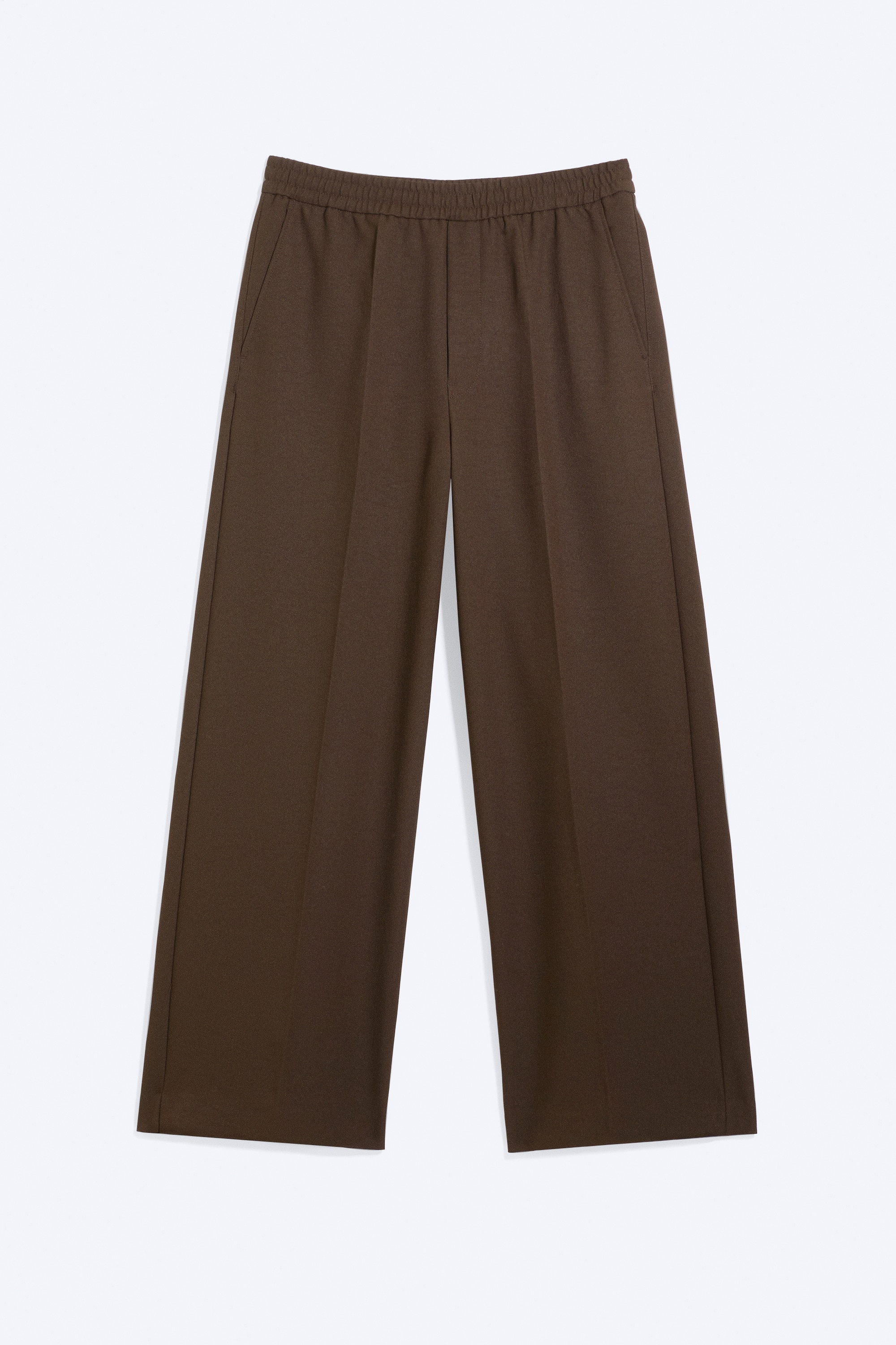 Pantaloni De Costum Largi Cu Pliuri - Maro Închis/Negru