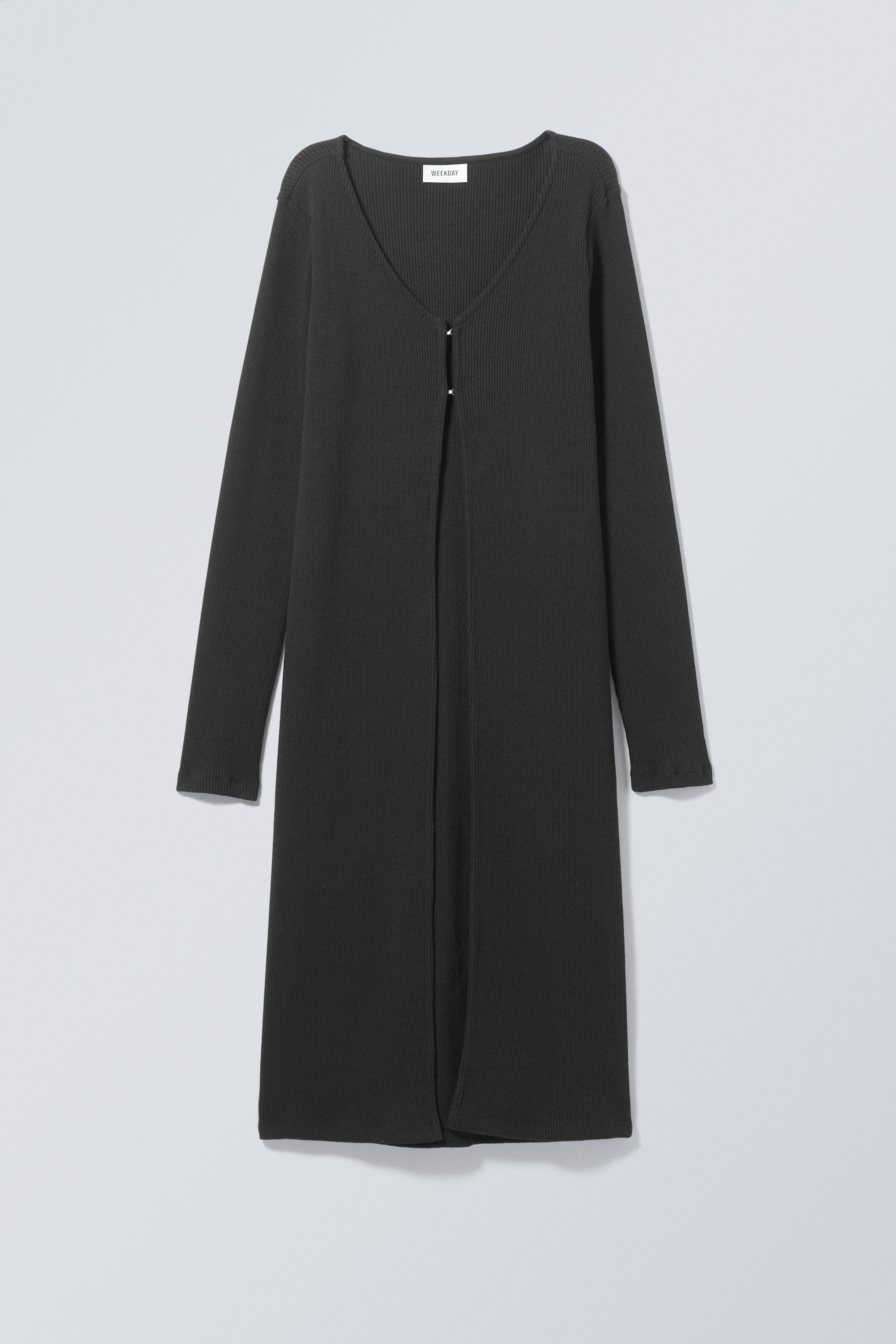 Black - Klara Long Rib Cardigan - 0