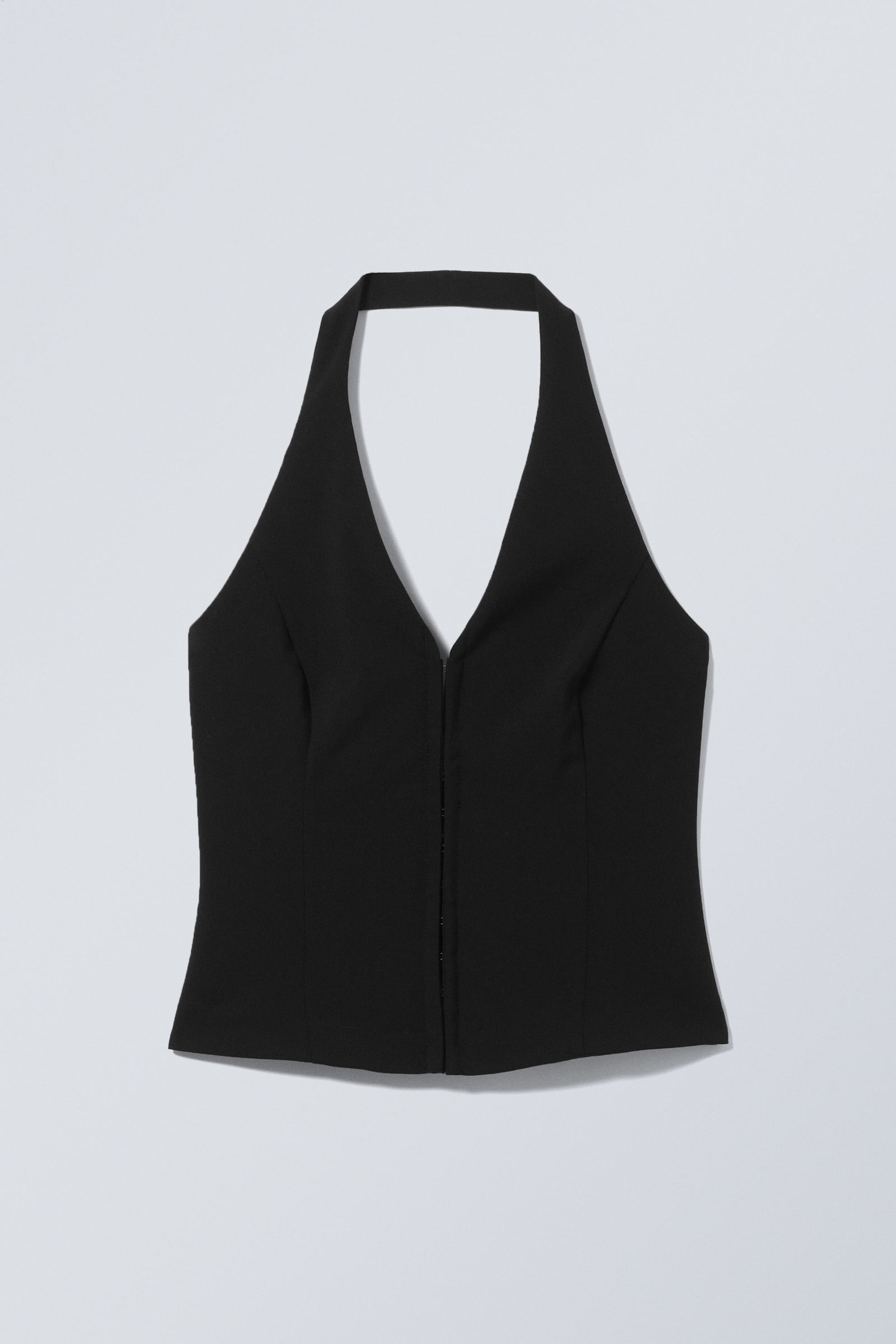 Schwarz - Kurzes Neckholder-Top - 1