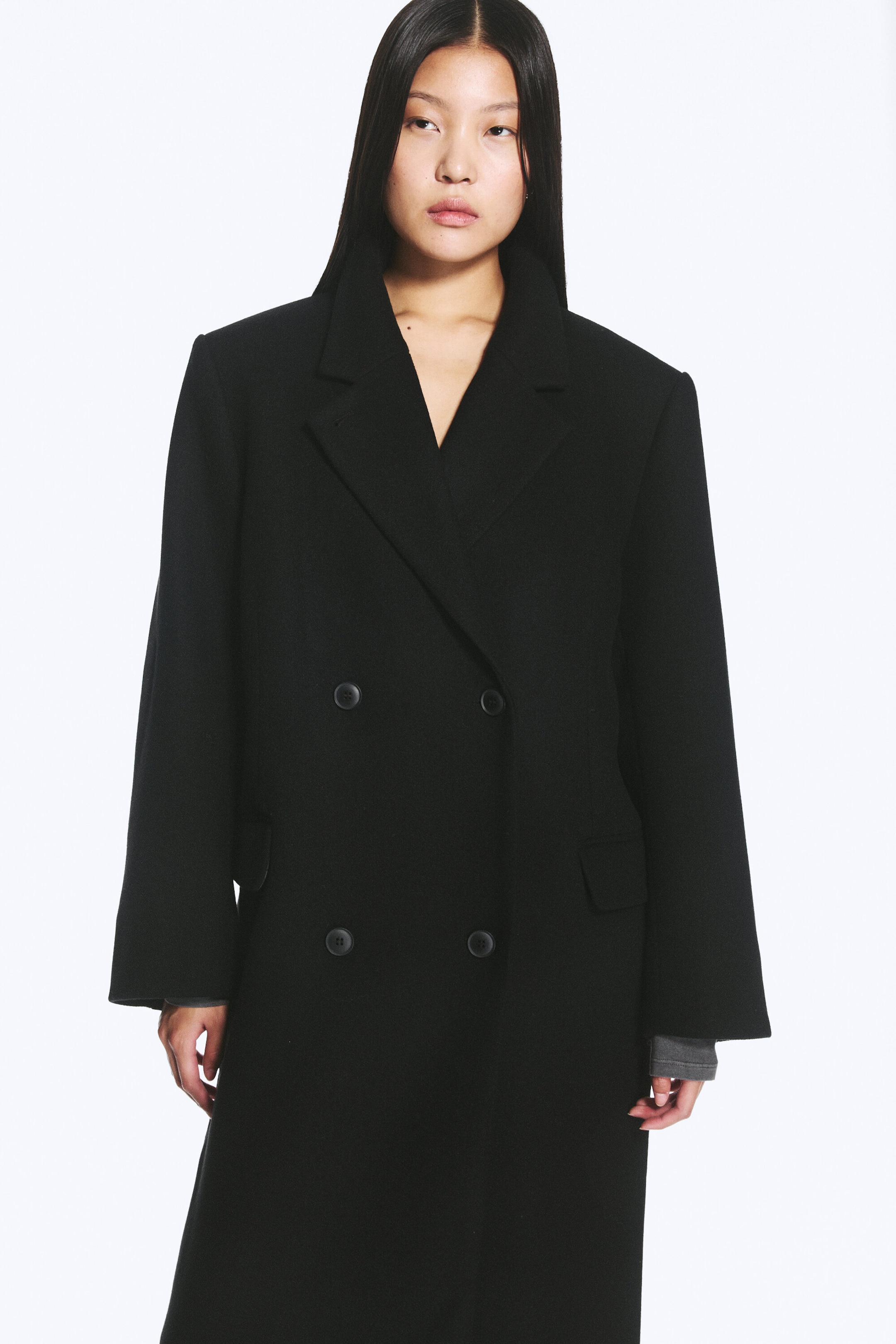 Black - LOGAN DOUBLE-BREASTED WOOL-BLEND COAT - 2
