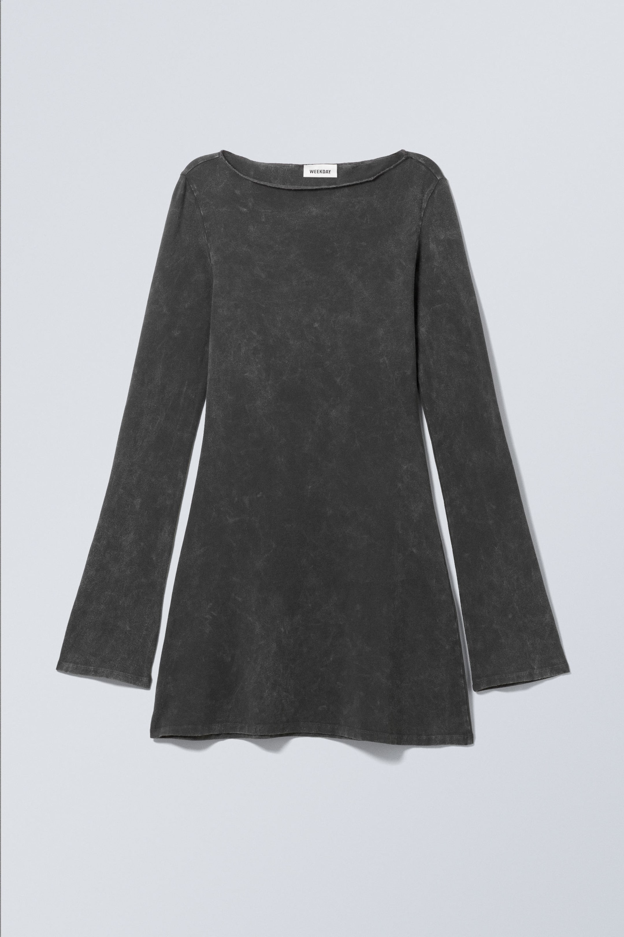 Verwaschenes Schwarz - Langärmeliges Minikleid - 1