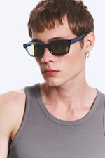 Gris poudré clair - Bold Rectangular Frame Lunettes de soleil unisexe - 0