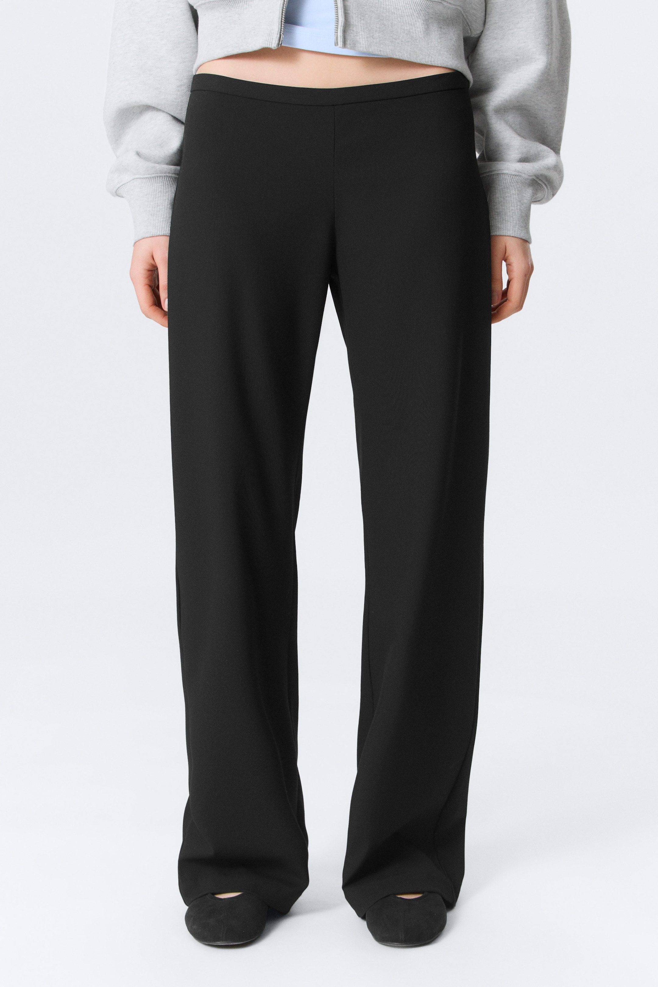 Black - Low Rise Side-Zip Suiting Trousers - 2