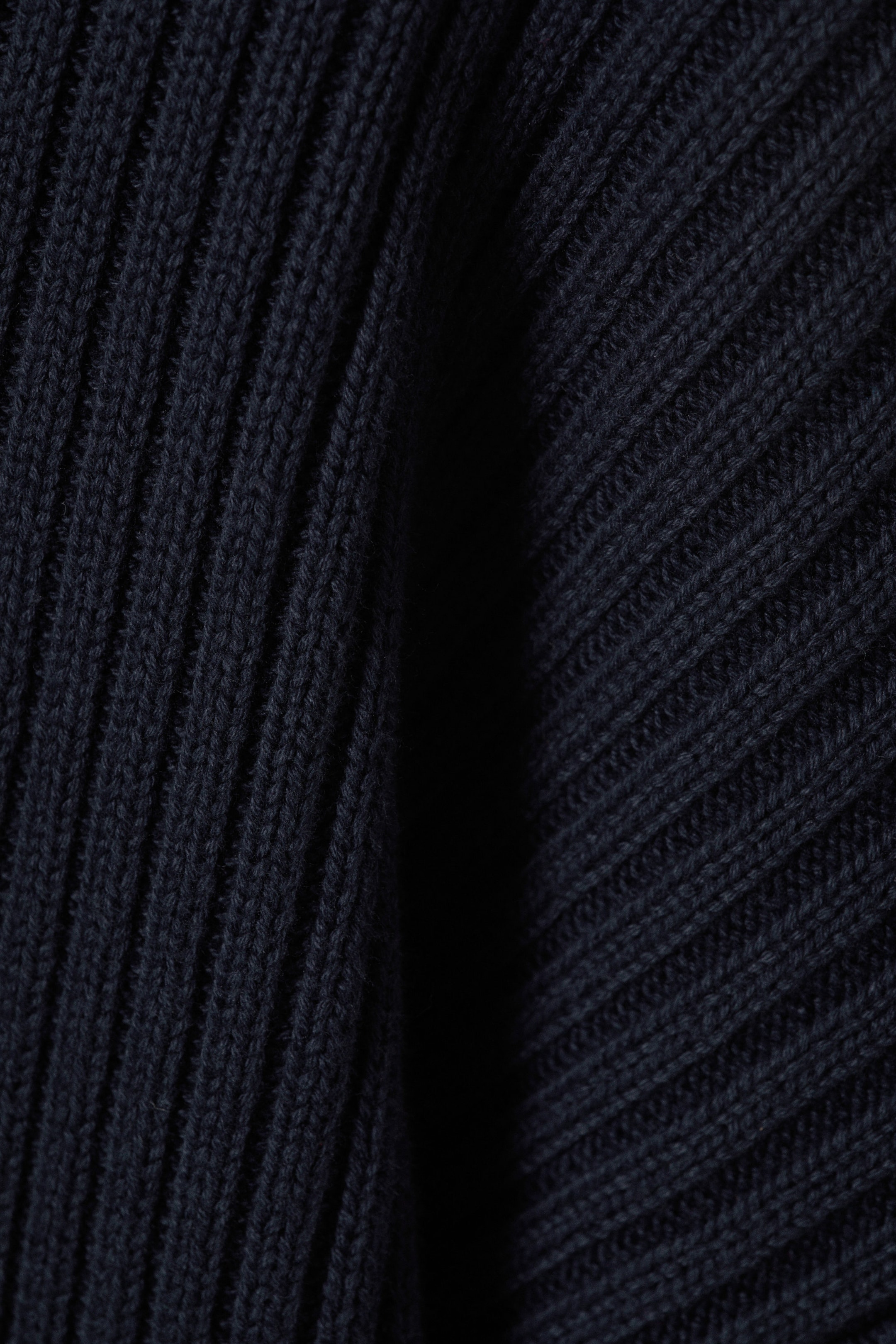 Dark Blue - Loose Ribbed Cotton Sweater - 2