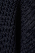 Dark Blue - Loose Ribbed Cotton Sweater - 1